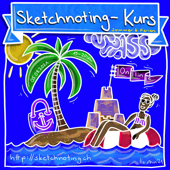 Sketchnoting Kurs SPASS, Thema Sommer & Ferien